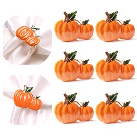 XIYAO Napkin Rings Set of 6 Metal Napkin Rings Holder Fall Napkin Rings for Dinner Wedding Holiday Christmas Thanksgiving,Party Banquet Buffet Table Setting Decor(Pumpkin)