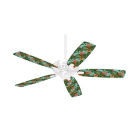 Famingos and Flowers Seafoam Green - Ceiling Fan Skin Kit fits most 42 inch fans (FAN and BLADES SOLD SEPARATELY)