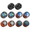 TBOSEN 5 Pairs Gauge Wood Tunnels Earrings Zircon Stone Body