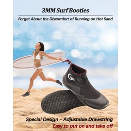 Neoprene Dive Boots, Scuba Diving Surf Wetsuit Booties for Men Women 3MM, Water Fin Shoes Sailing Boots with Anti-Slip Premium Rubber Sole for Water Sports Snorkeling (Black, Mens 8 / Womens 9)