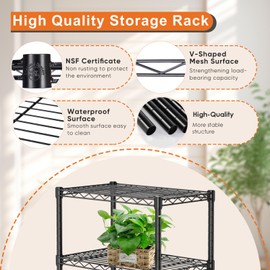 OLIXIS 3 Tier Storage Shelves, Metal Wire Shelving Unit, Adjustable Standing Shelf Organizer for Bathroom Laundry Kitchen Pantry Garage Basement Utility Room, 13.8" D x 23.6" W x 30" H