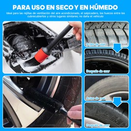 QICHEN 8PCS Cepillos de Llantas,Set de 8 Cepillos de Llantas, Brochas para Detalla de Ruedas para Limpiar Neumáticos,Juego de cepillos de Limpieza para Llantas y Alfombra,