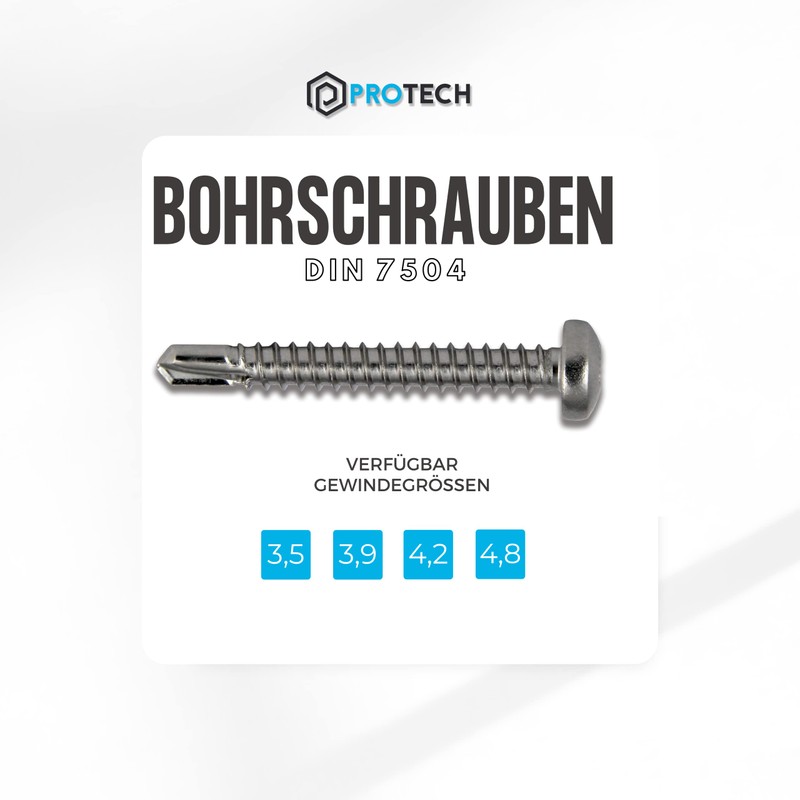 PROTECH Pack of 20 Drilling Screws Shape M Torx 4.8