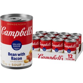 Campbell’s Condensed 25% Less Sodium Bean With Bacon Soup, Natural Smoke Flavoring Added, 11.25 oz Can