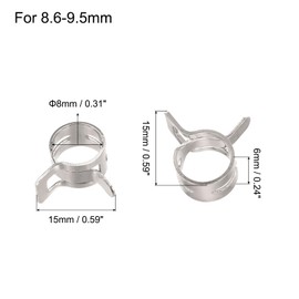 uxcell 50pcs 8mm Spring Band Type Action Fuel/Silicone Vacuum Hose Pipe Clamp Low Pressure Air Clip Clamp, Nickel Plated