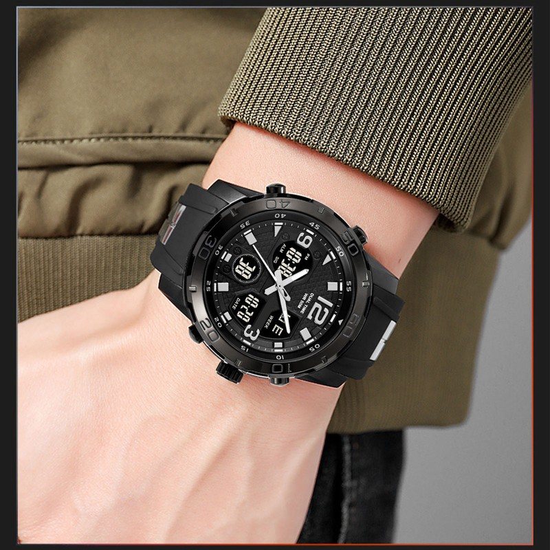 Men Digital Sports Watch Dual Dial Dual Time Display 50m