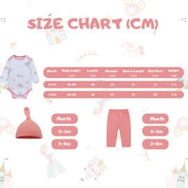 LAT Newborn Baby Boy Girl Outfits Long Sleeve Romper With Pants Hat 3Pcs Infant Clothes Set-Unisex Baby Cotton Layette Set(Princess Castle+Pink,3-6M)