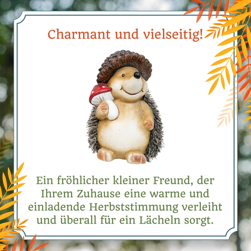 HEITMANN DECO Hedgehog with Hat, 1090584, Approx. 14 x 14