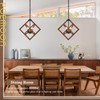 Poemoon 18" Farmhouse Wooden Chandelier 4-Light Geometric Pendant Lighting