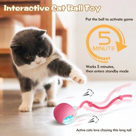 zeonmiehu Interactive Cat Ball Toy, 2025 Upgraded Automatic Cat Toys for Bored Indoor Adult Cats, Smart Moving Cats Toy Balls, 360°Smart Rolling Kitty Ball Toy (Pink)