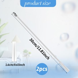 2 PCS 12 Inch Blind Wand, White Fiberglass Blind Wand Vertical Blinds Stick Vertical Blinds Replacement Parts with Hook and Grip for Windows Curtain Door Shades Opener Accessory