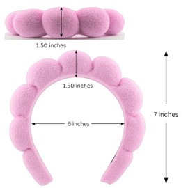 2 ORCHIDS Spa Headband for Washing Face Makeup Skincare Headband Terry Cloth Bubble Soft Hairband for Women Girl Puffy Padded Headwear Non Slip Thick Hair Accessory (Pink)