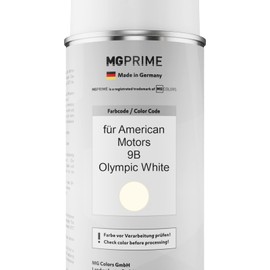 MG PRIME Autolack 2K Spraydosen Set für American Motors 9B Olympic White Basislack 2 Komponenten Klarlack Sprühdose