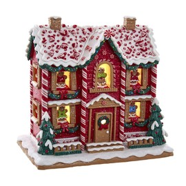 Kurt S. Adler Battery-Operated LED Music Box Gingerbread House, 9.5-Inch, Multicolored