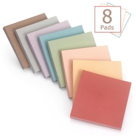 Sticky Notes 8 Vintage Colors 3x3in, Self-Stick Notes Pads with Easy to Post for School, Home, Office, 8 Pads/Pack, 80 Sheets/Pad