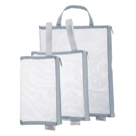 uxcell Mini Zipper Mesh Bag, 3 Pcs Multiple Size Nylon Makeup Zipper Mesh Pouch, Cosmetic Case Mesh Storage Bags for Travel Organizer, Gray(A4/A5/A6)