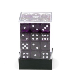 Chessex Dice D6 Sets: Purple with White Translucent - 12Mm Six Sided Die (36) Block of Dice
