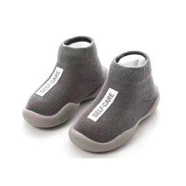 Non-Slip Baby Sock Shoes Toddlers First Walking Traniners Snealkers Shoes with Non-Skid Soft Sole Indoor Floor Slipper for Newborn Infants (Grey, Toddler, 0 Months, Age Range, US Footwear Size System, 6 Months, Wide)