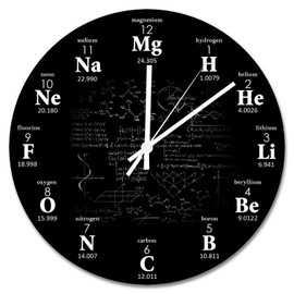 godblessign Chemical Formulas Wooden Wall Clocks Battery Operated 15 Inch Periodic Table of Elements Chemistry Clock Rustic Wall Art Farmhouse Decor for Bedroom Living Room Kitchen Office