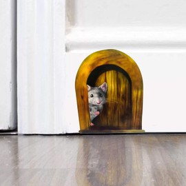 5Pc Interesting Scaredy Mice Mouse Hole 3D Wall Sticker Realistic Decor Decal,Kids Room,Classroom,Home,Redroom,Bookcase,Mice and Men,Children,Adorable,Wall Décor,Kids' and Baby Wall Stickers