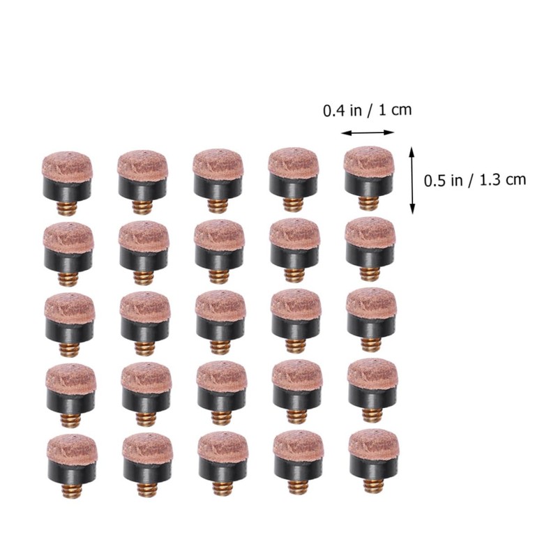 Totority 25Pcs Screw Pool Cue Tips Replacement Durable Leather Billiard