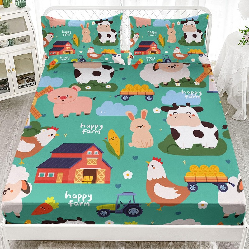 Smell Sunshine Farm Animal Sheets Set 4Pcs for Kids,Cartoon Cow