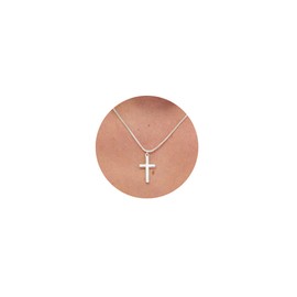HANLI Silver Small Cross Necklaces for Women - Sterling Silver Plated Cross Pendants Womens Necklaces Trendy Box Chain Dainty Cross Necklace Simple Jewelry