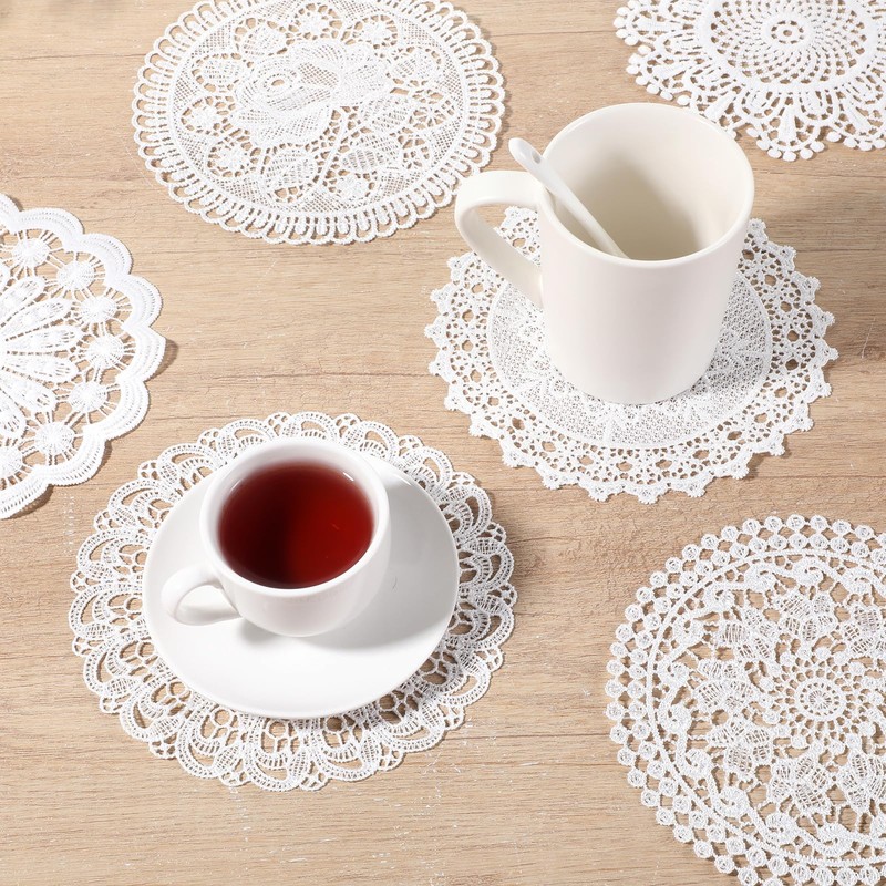 6PCS White Vintage Crochet Doilies, 6 to 7 Inch Crochet