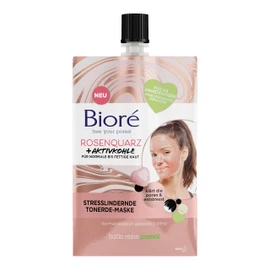 Biore 26421 Rose Quartz + Activated Carbon Clay Face Mask - Stress Relieving - For Normal and Oily Skin - Clears Pores