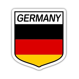 Squiddy Germany German Flag Shield - Vinyl Sticker Decal for Phone, Laptop, Water Bottle (3" high)