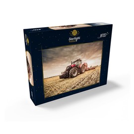 Modern Red Tractor During Seeding - Premium 1000 Piece Jigsaw Puzzle for Adults