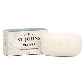 St Johns Classic Vetiver Soap Bar | Refreshing Spicy Citrus Soap for Men | USA Made, Triple-milled Soap Bar | Hydrating Body Soap with Olive Oil & Glycerine | Luxury Body Soap Bar for Men (7 oz)