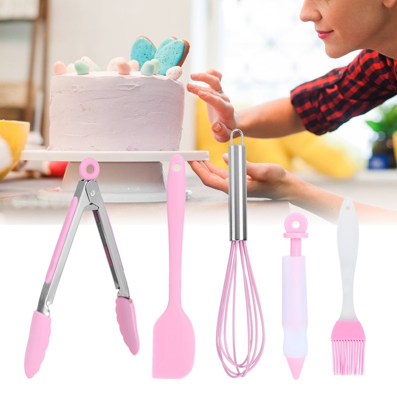 5Pcs/Set Silicone Kitchen Cooking Tool Scraper Eggs Beater Decorating Pen