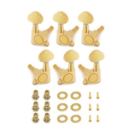 Bogart Sealed String Tuning Pegs Tuning Keys Grover Machine Heads Tuners for Electric Guitar or Acoustic Guitar 3 Left 3 Right Half Round Gold (TP 06-GD-3L 3R)
