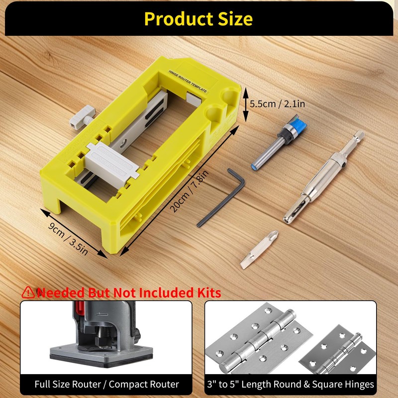 Door Hinge Jig, Hinge Router Template Mortiser Mounting Kit for