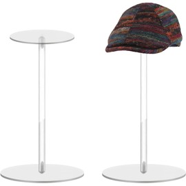 YQWIN 2Pcs Hat Holder Hat Stand Acrylic Hat Holder Acrylic Hat Display Stand Wig Display Rack Hat Stands Hat Pedestal Stand Round Barbell Pedestal Display Riser Wig Display Holder Hat Display Holder