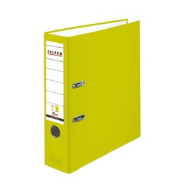 Falken Original Coloured PP Plastic Folder, Made in Germany 8 cm-Wide DIN A4 Neon Green Ring Binder, Vegan-Friendly Lever Arch Folder, Letter Folder, Office Folder, Slotted Folder