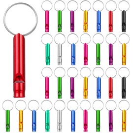 100 PCS Emergency Whistles with Keychain - Mini Emergency Whistle Assorted Color, Aluminum Alloy Survival Whistle with Key Ring for Outdoor Camping Hiking Hunting Fishing PE Classes Dog Training