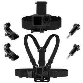 Adiwo Chest and Head Strap Mount, 2 Set Adjustable Action Chest Strap Mount and Head Harness, with 2 J-Hook and 2 Thumbscrew, Quick Release, for GoPro Hero, OSMO Action Series and Other Brands