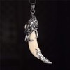 yigedan Mens Vintage Silver Wolf Tooth Pendant Necklace 62mm