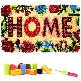 Myriad Choices Latch Hook Kit Carpet Embroidery Latch Hook Carpet Handmade DIY Adult Craft Kit Home Flower
