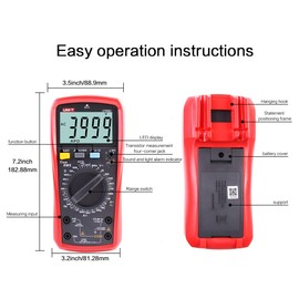 UNI-T UT890C Professional Digital Multimeter, Tester, Voltmeter, Ammeter, Ohmmeter with an RMS 6000 Counter, Polymer Capacity Test and Temperature Measurement with an Illuminated LCD Screen