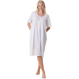 Camille Womens White Short Sleeved Polycotton Polka Dot Nightdress 10-12 Polka Dot
