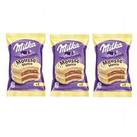 Alfajor filled with mousse covered with white chocolate triple 55g (Alfajor MK triple mousse white (x3))