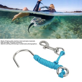 Risegun Diving Reef Hook, Stainless Steel Reef Single Hook with Spiral Coil for Cave Diving