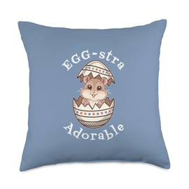 Egg-stra Adorable – Cute Baby Hamster Happy Easter Egg Throw Pillow