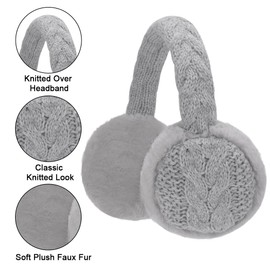 BUTITNOW Womens Knitted Fuzzy Earmuffs and Touch Screen Gloves Set, Winter Warm Headband Ear Warmer Earmuffs