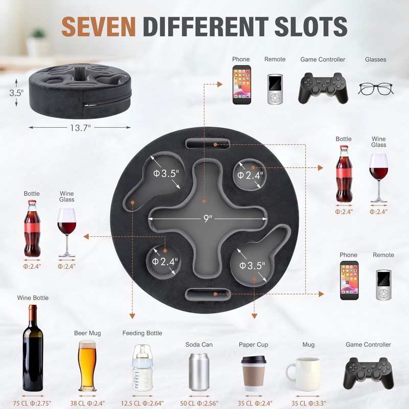 Couch Cup Holder-Sofa Cup Holder Pillow | Couch Caddy Buddy