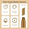 BIGTHUMB 3 Pcs Gold Brown (Tan) Jumbo Permanent Markers: 15mm