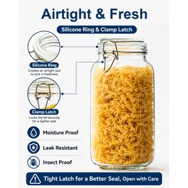 OneDream 78oz Glass Jars with Airtight Lid, 3 Pack Large Glass Storage Jars